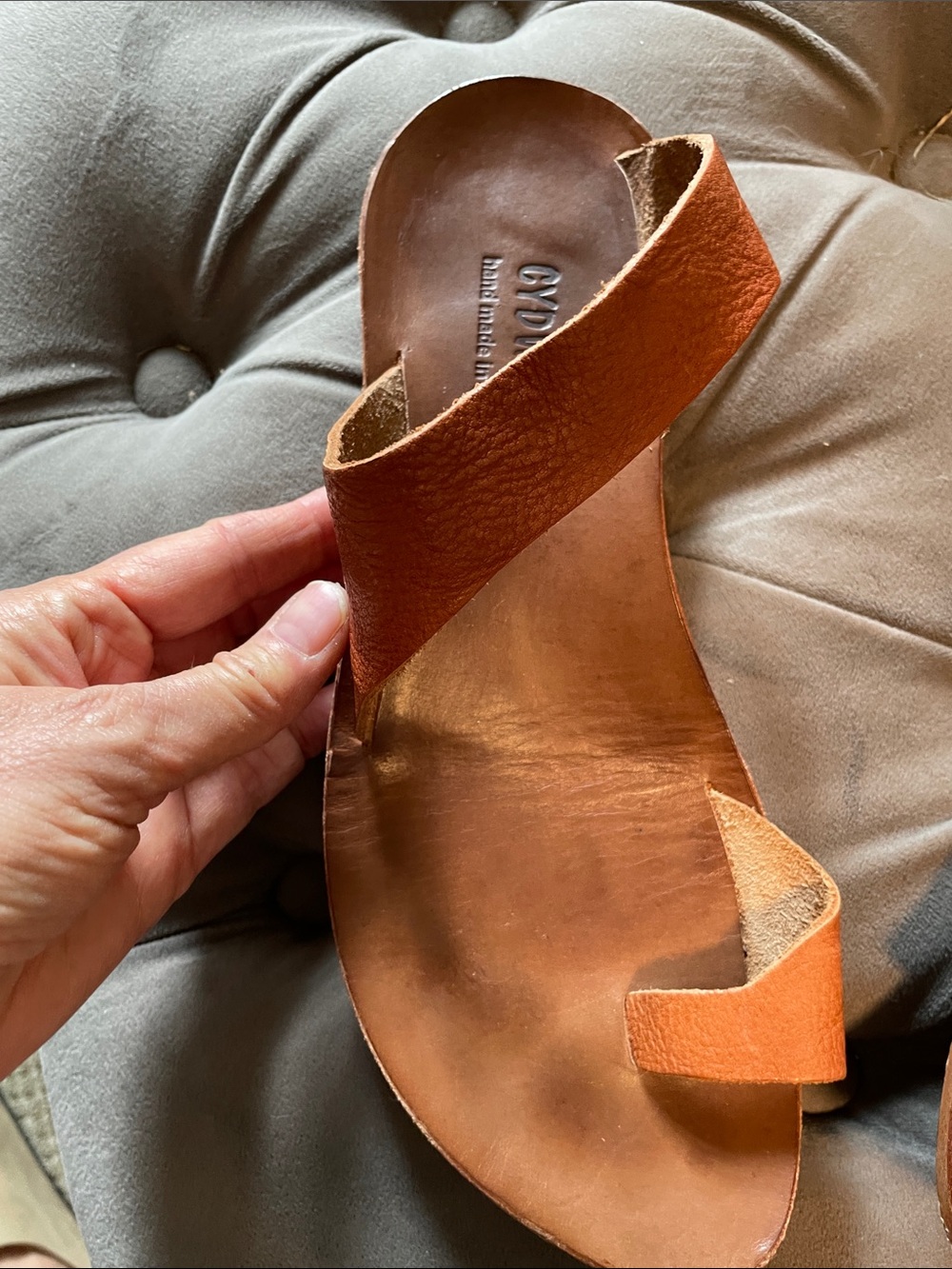 CYDWOQ Women's Leather Slide Sandal brown. European Size 41 US Women’s 10